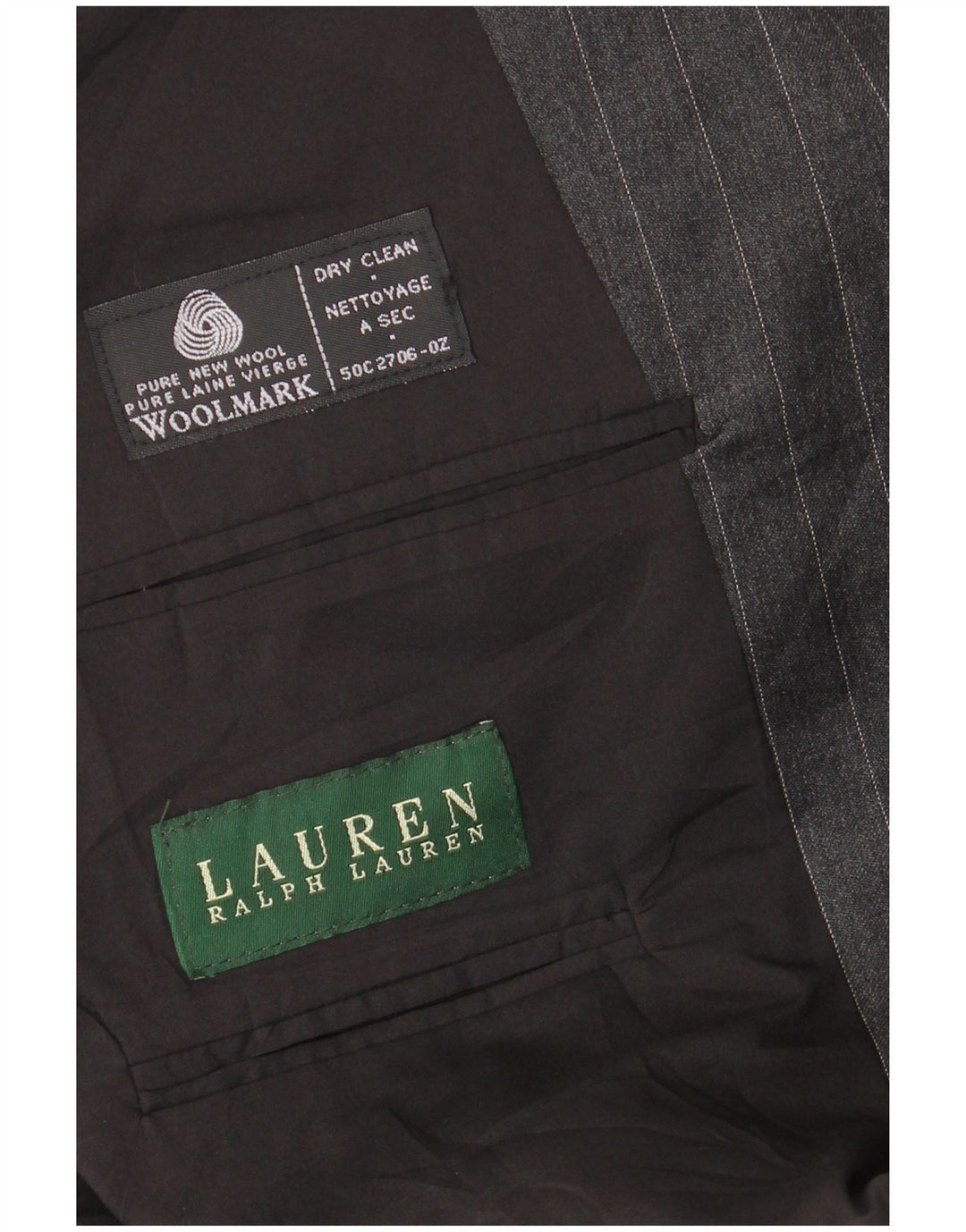 Ralph Lauren Jaqueta blazer masculina de 2 botões UK 42 XL cinza risca de giz lã