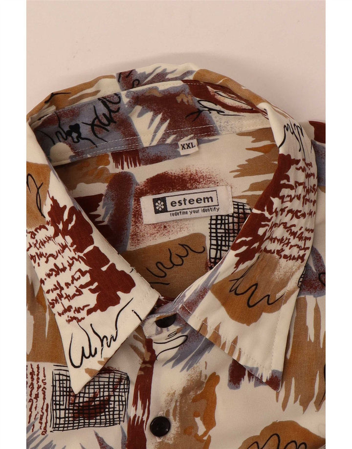 Vintage masculino abstrato padrão camisa 2XL bloco colorido multicolorido