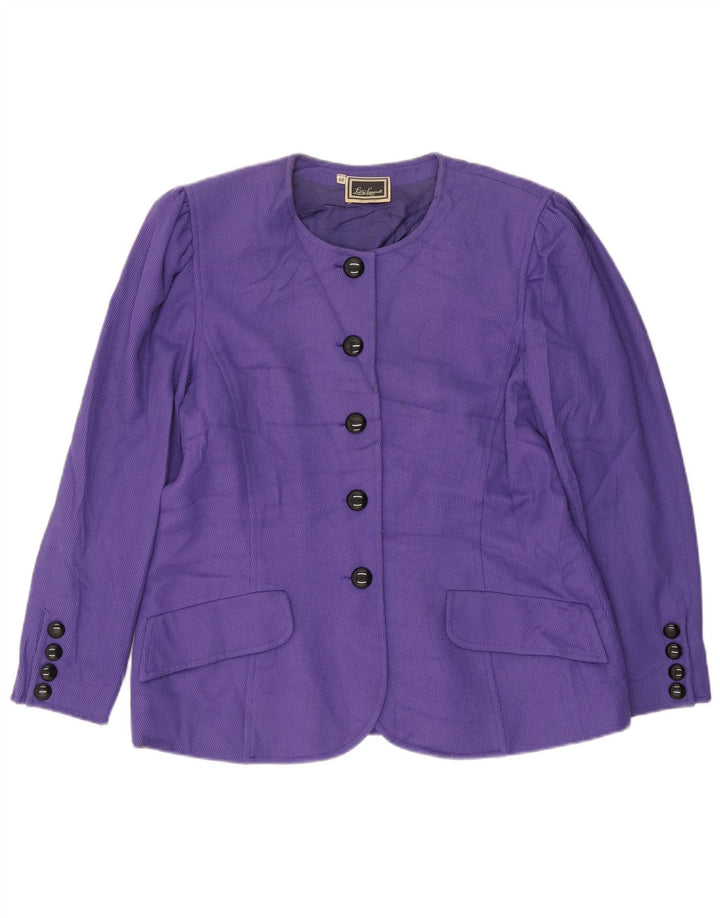 Luisa Spagnoli Jaqueta blazer feminina de 5 botões IT 48 XL lã roxa