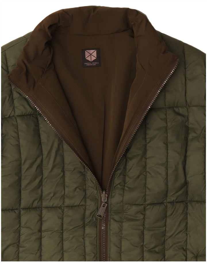 Jack & Jones Mens Reversible Padded Jacket UK 38 Medium Green Polyester