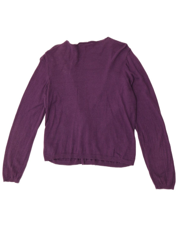 Suéter cardigã aberto feminino Marks & Spencer Reino Unido 14 algodão roxo médio