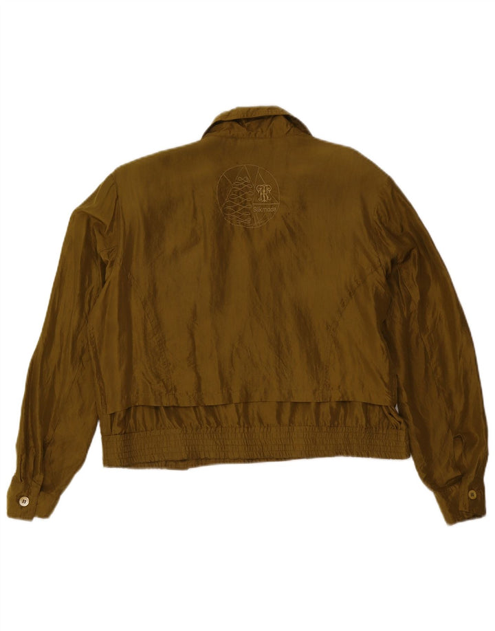 Jaqueta bomber vintage feminina oversized com peito duplo Reino Unido 10 pequena cáqui