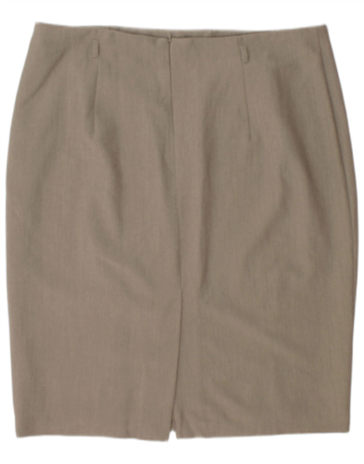 Saia lápis feminina Marks & Spencer UK 20 2XL W42 poliéster bege