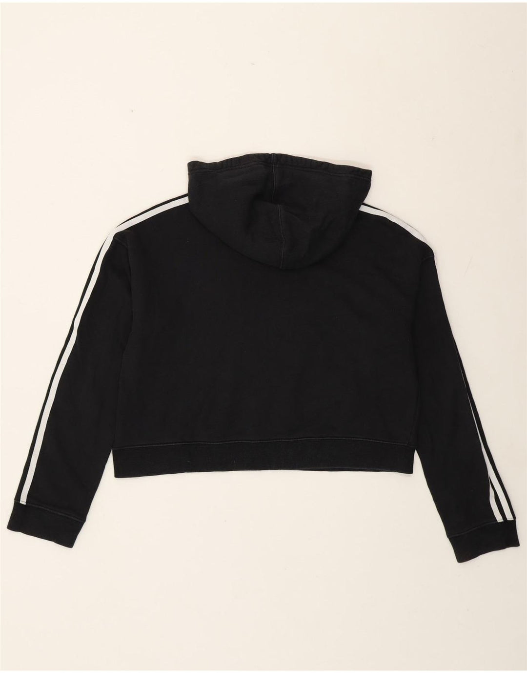 Adidas Womens Oversized Crop Hoodie Jumper Reino Unido 12 Médio Algodão Preto