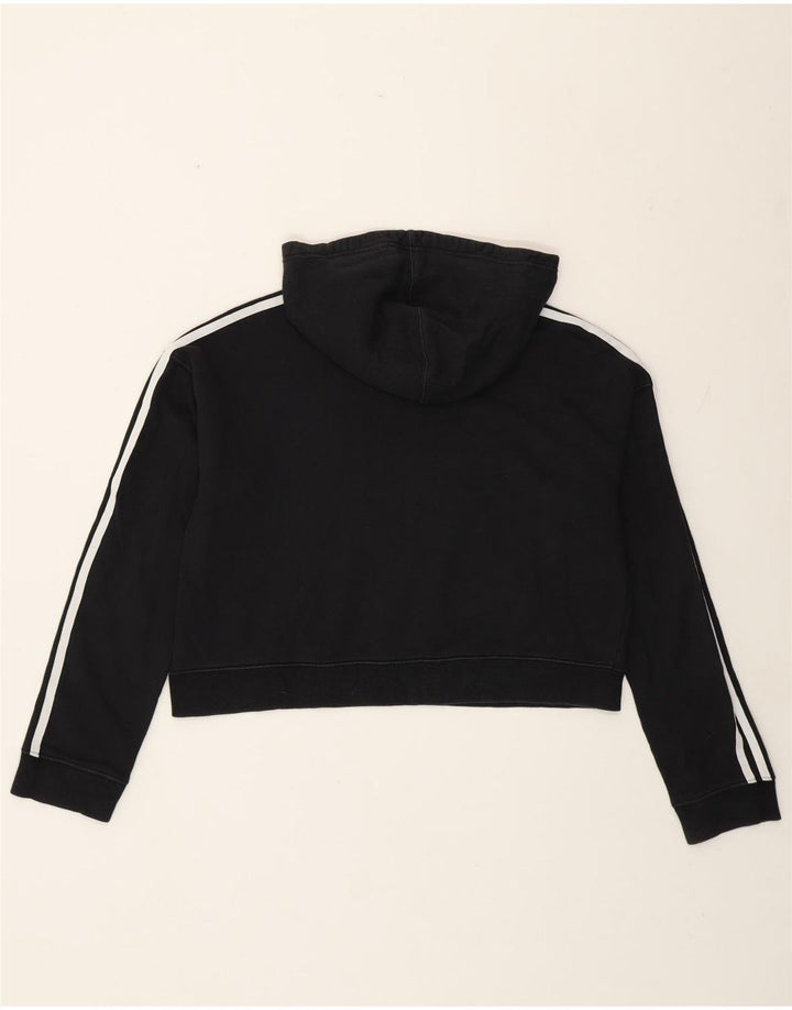 Adidas Womens Oversized Crop Hoodie Jumper Reino Unido 12 Médio Algodão Preto
