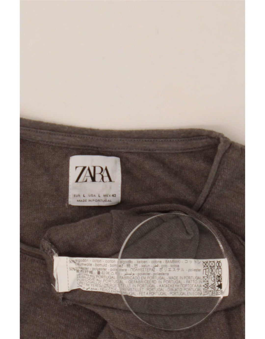 Camiseta masculina Zara Top grande algodão cinza