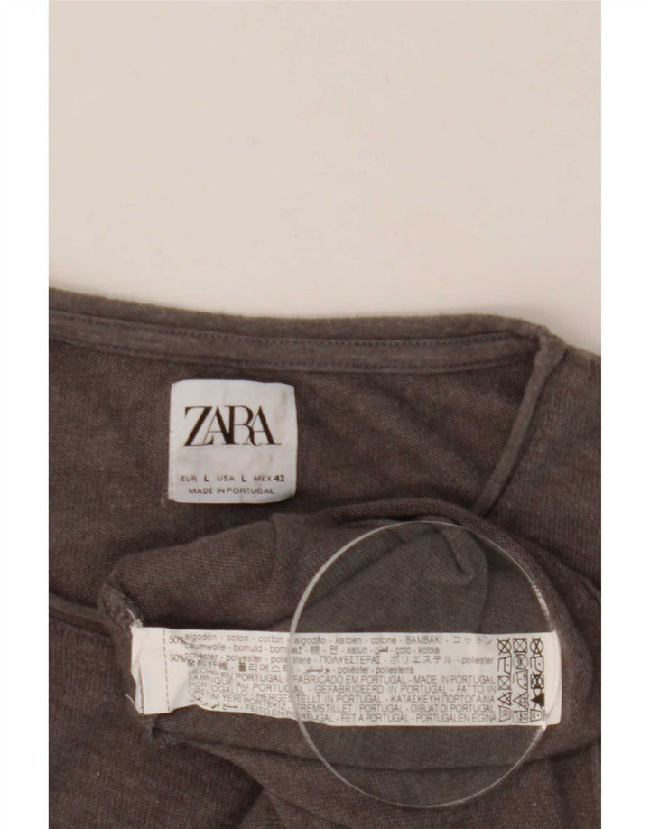 Camiseta masculina Zara Top grande algodão cinza
