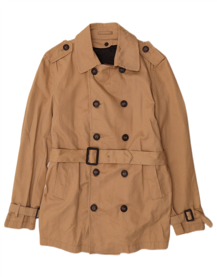 ZARA Mens Trench Coat UK 40 Grande Algodão Bege