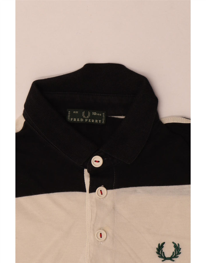 Camisa pólo de rugby masculina Fred Perry 9-10 anos listrada preta