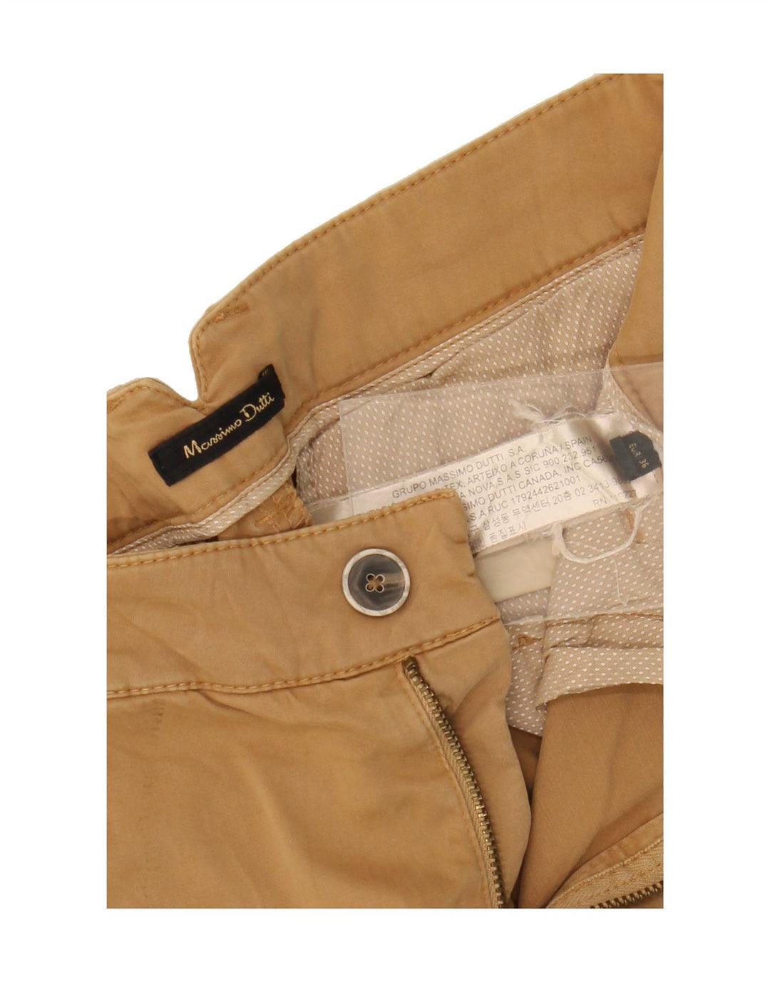 MASSIMO DUTTI Womens Slim Chino Trousers EU 36 XS W26 L32  Brown Cotton Vintage Massimo Dutti and Second-Hand Massimo Dutti from Messina Hembry 