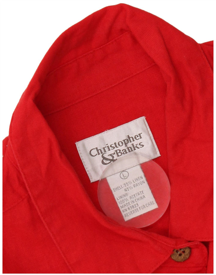 Jaqueta bomber feminina Cristopher & Banks Reino Unido 16 grande linho vermelho