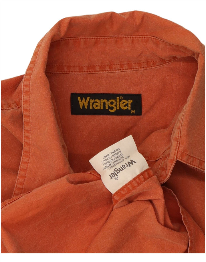 Wrangler Camisa masculina de manga curta médio laranja algodão
