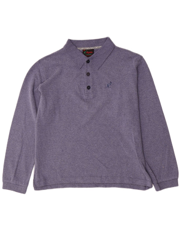 Camisa polo masculina de manga comprida AUSTRALIAN L'ALPINA IT 48 algodão azul médio