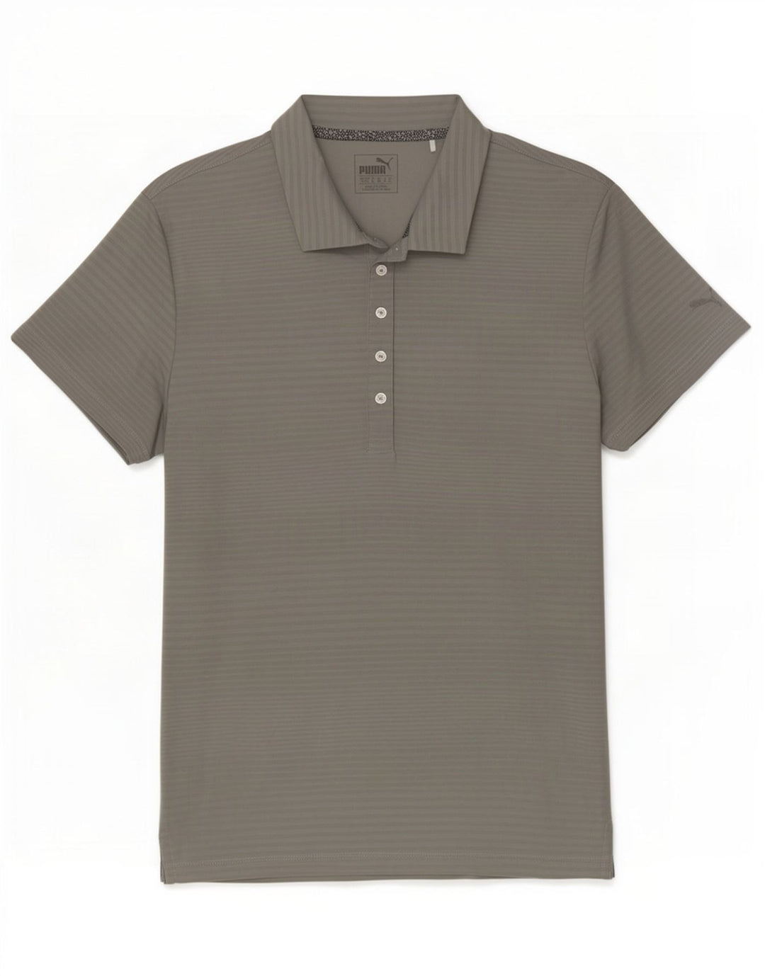 Camisa polo feminina Puma UK 16 grande poliéster listrado cinza