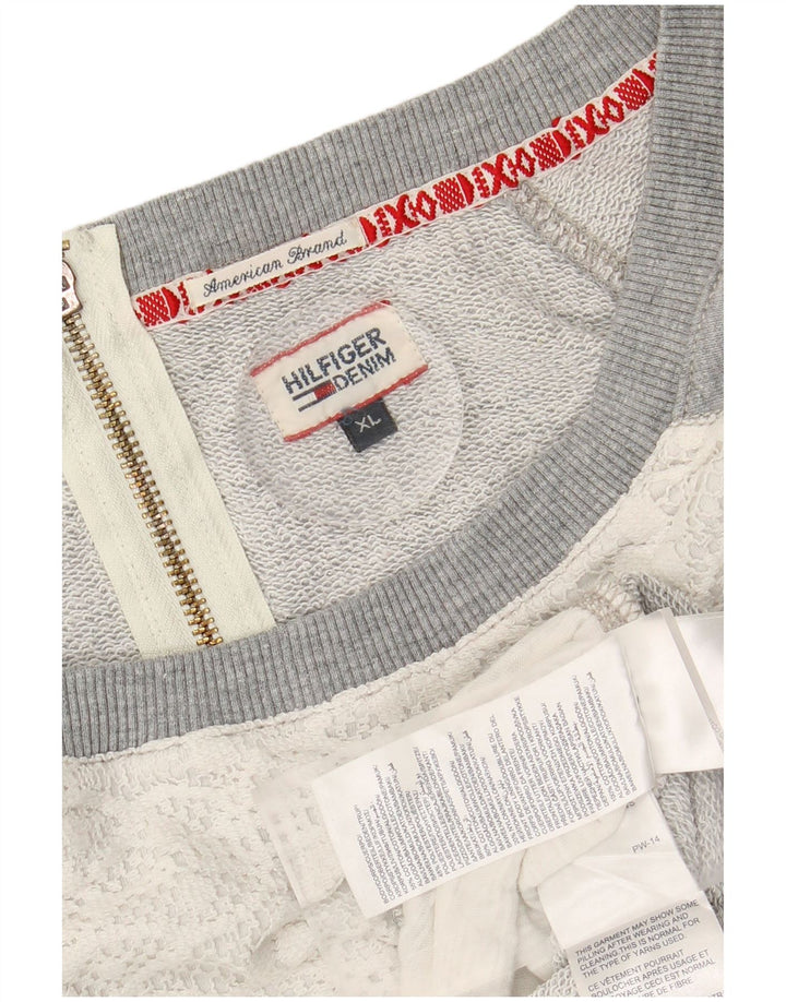 Suéter feminino TOMMY HILFIGER UK 18 XL cinza colorblock algodão