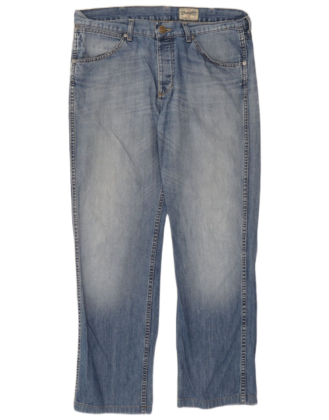 Wrangler Mens Straight Jeans W36 L31 Azul Algodão
