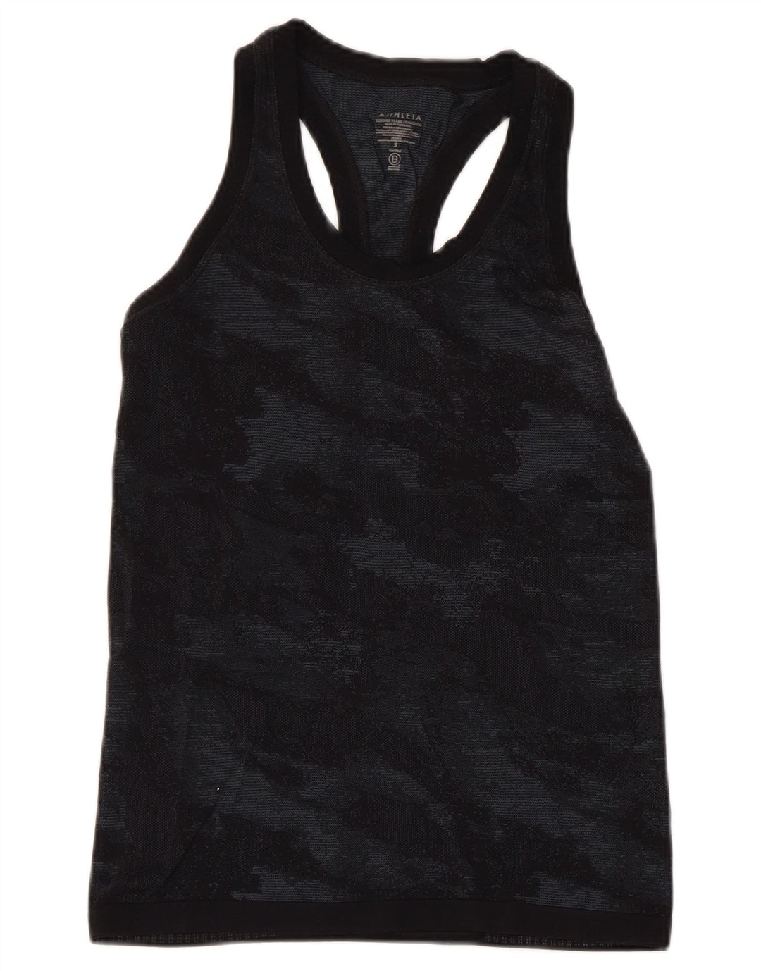 Colete feminino ATHLETA UK 8 pequeno preto camuflado nylon