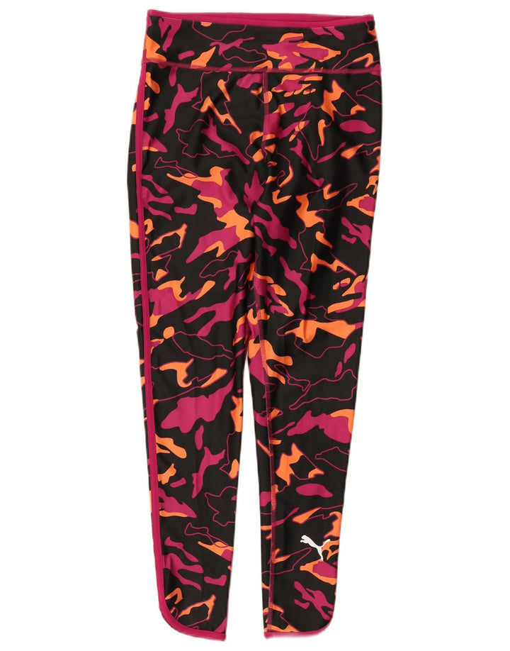 Leggings femininas Puma UK 8 pequenas pretas camufladas poliéster