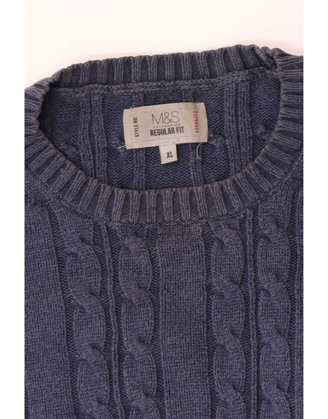 Suéter masculino Marks & Spencer de ajuste regular com gola redonda XL azul marinho