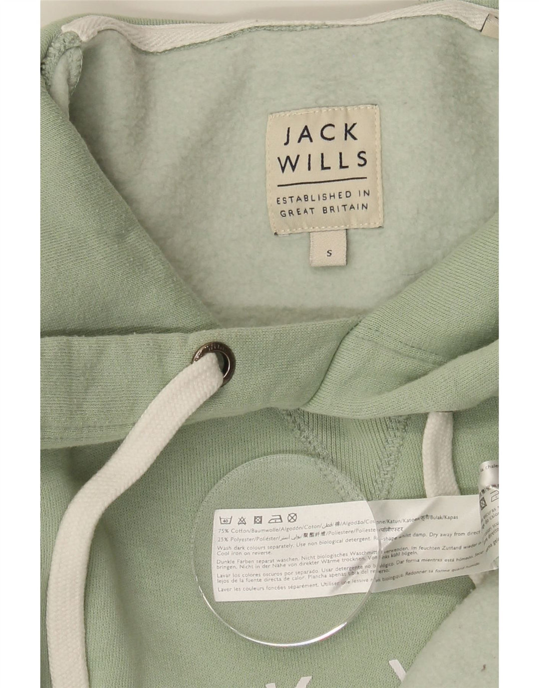 JACK WILLS Mens Great Britain Graphic Hoodie Jumper Small Green Cotton Vintage Jack Wills and Second-Hand Jack Wills from Messina Hembry 