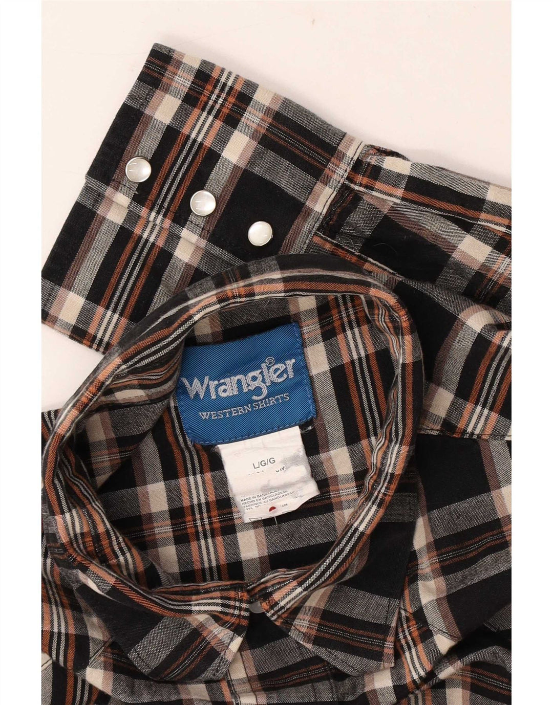 Camisa masculina de flanela Wrangler grande xadrez preto