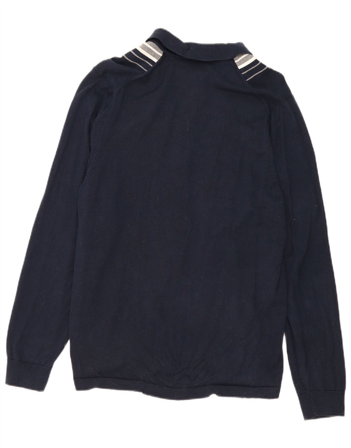 Suéter cardigã masculino Marks & Spencer médio azul marinho algodão colorblock