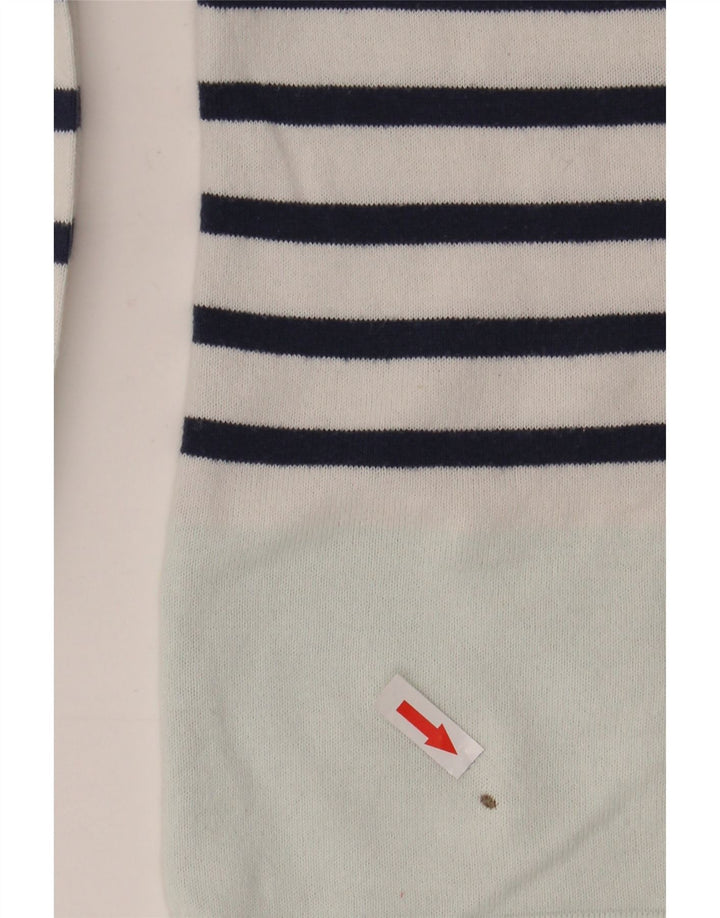 Top feminino Marks & Spencer manga comprida Reino Unido 8 pequeno algodão listrado branco