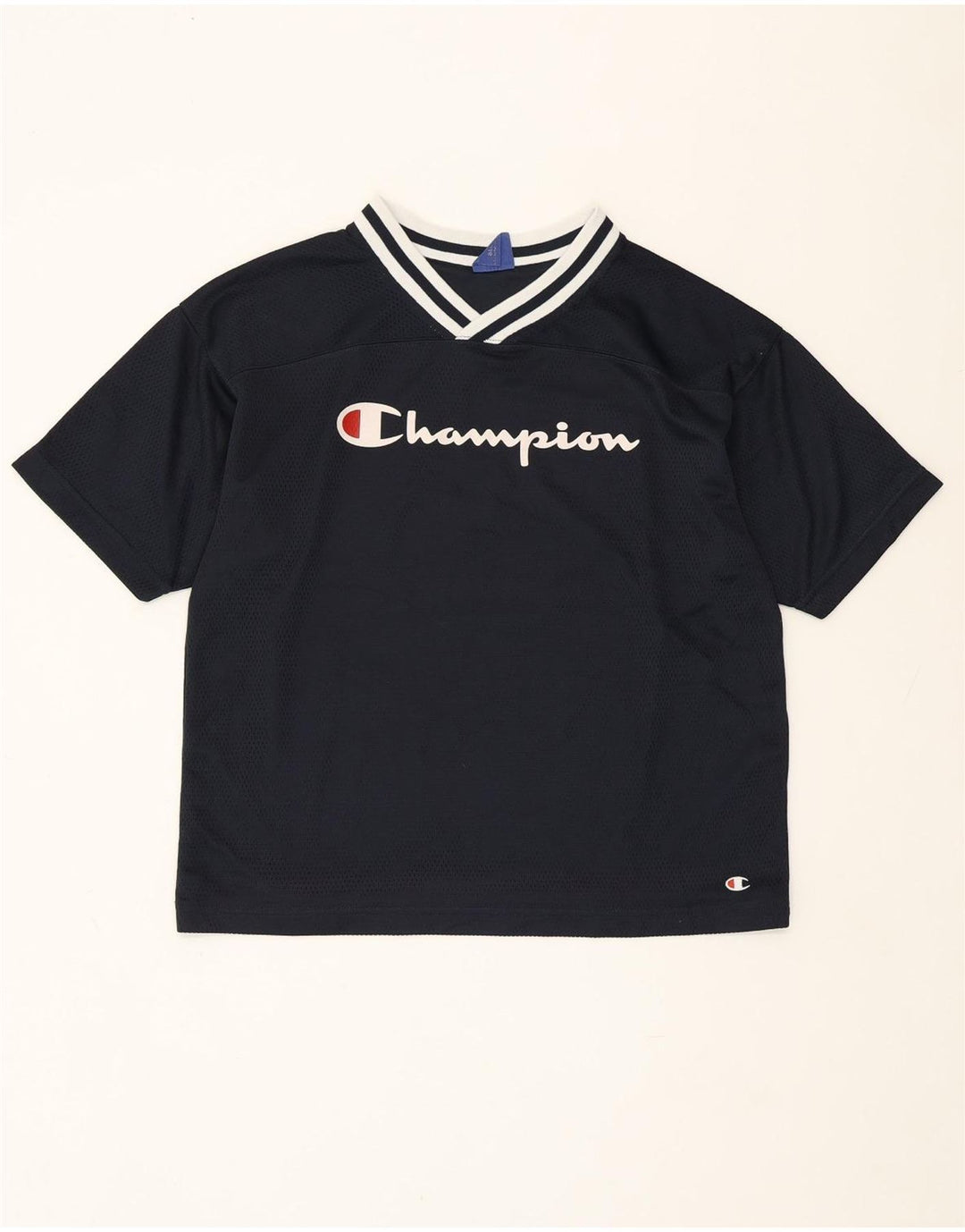 Camiseta feminina grande com estampa CHAMPION Reino Unido 10 pequena azul marinho