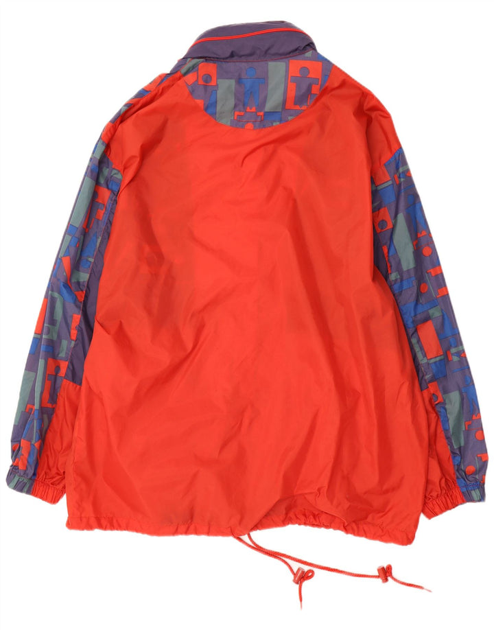 Jaqueta de chuva com capuz masculina vintage UK 40 grande geométrica multicolorida