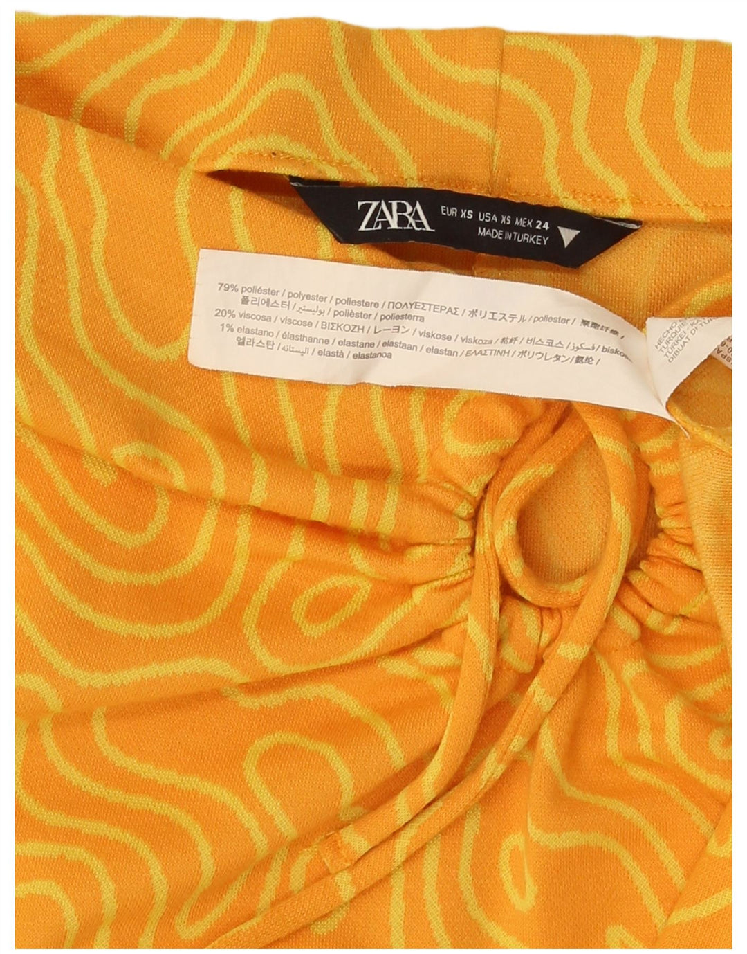 Zara Saia Midi Feminina XS W26 Poliéster Geométrico Amarelo