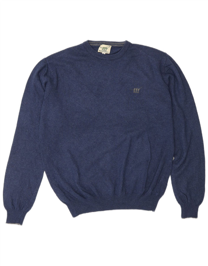 Suéter masculino HENRY COTTONS com gola redonda, lã azul marinho médio