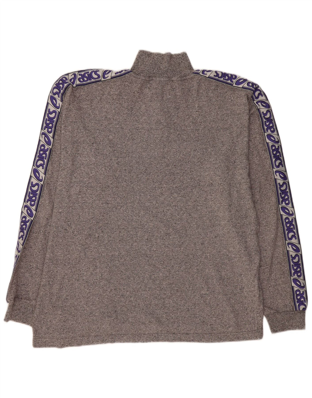 ASICS Mens Zip Neck Top Gráfico Manga Longa 2XL Cinza