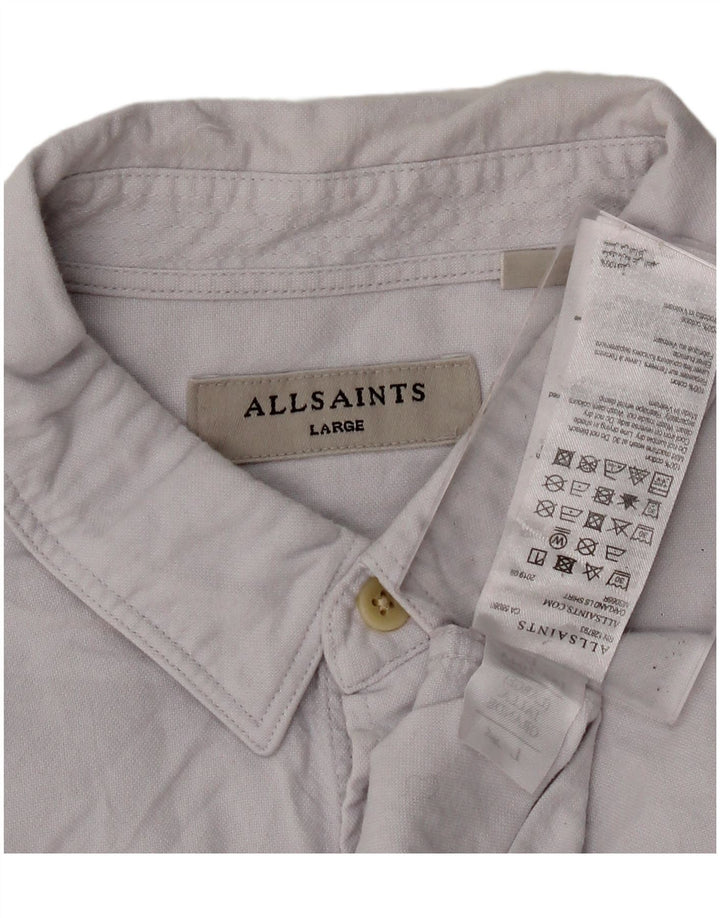 Camisa masculina ALL SAINTS grande algodão cinza