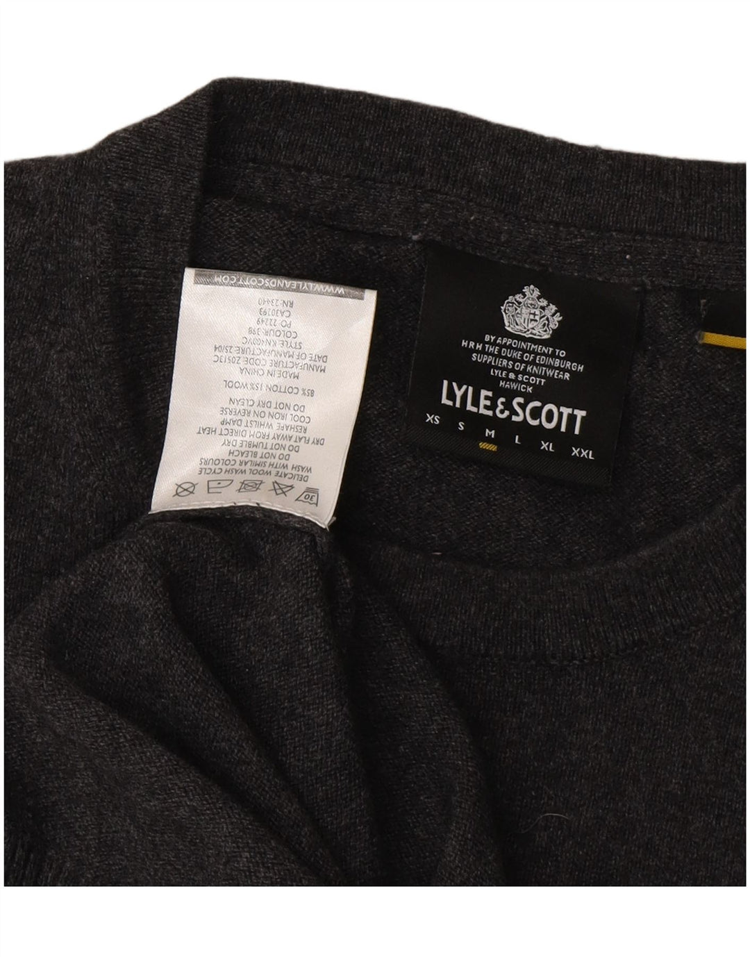 Suéter masculino LYLE & SCOTT com gola redonda e algodão cinza médio
