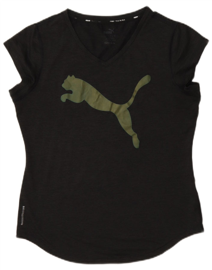 Puma Camiseta Feminina Graphic Top UK 12 Cinza Médio