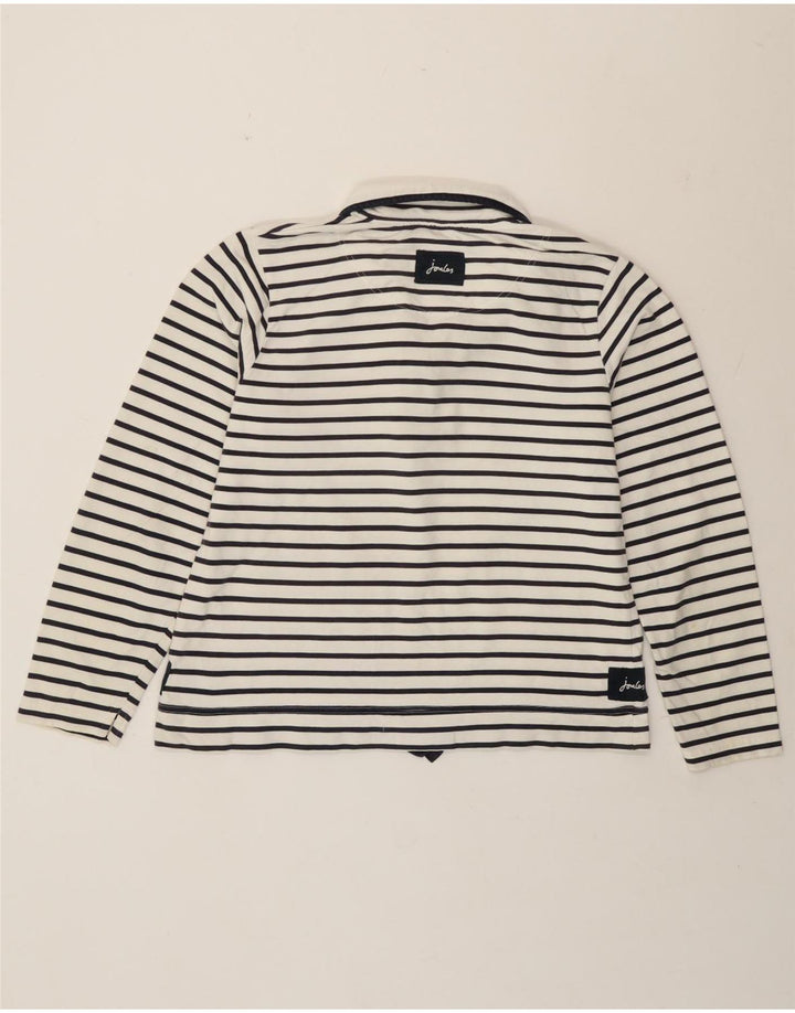 Suéter feminino Joules com gola redonda e botão UK 16 listrado branco grande