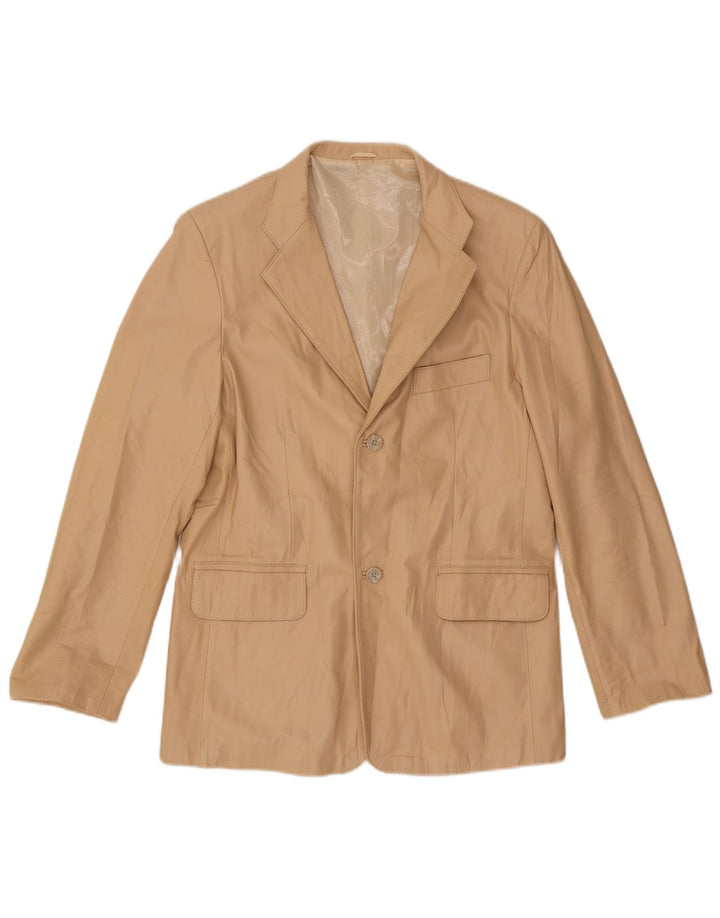 Jaqueta Blazer Feminina Vintage com 2 Botões Reino Unido 14 Bege Médio