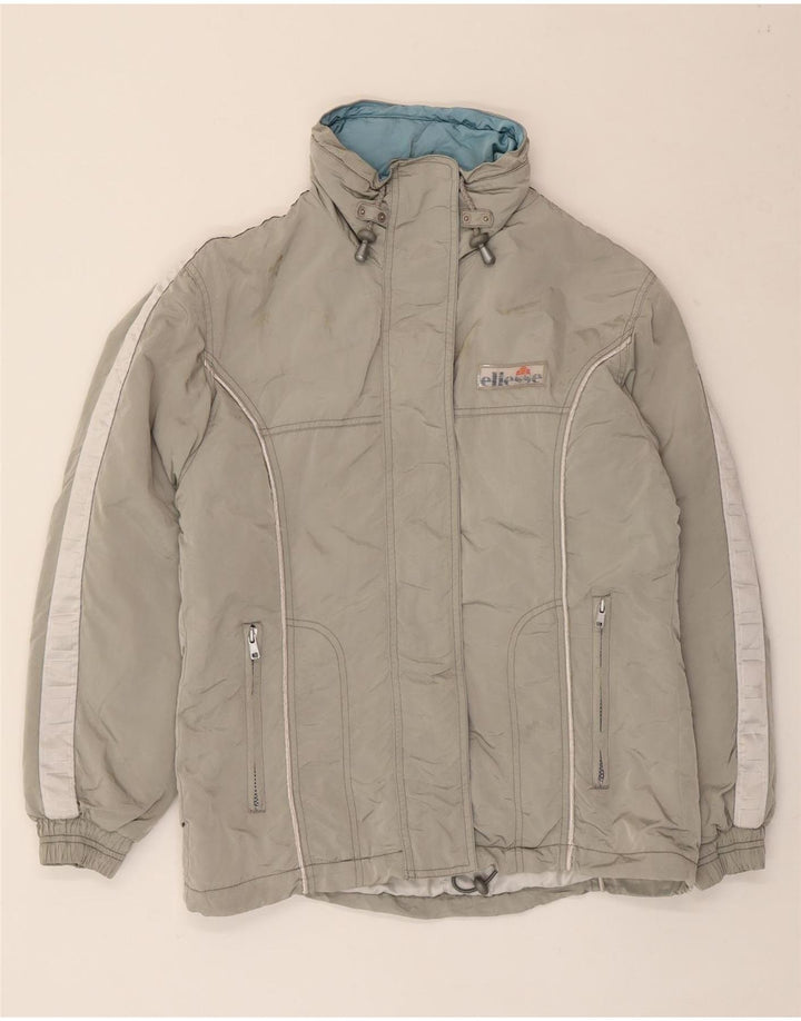 Jaqueta feminina Ellesse com capuz grande e acolchoada UK 8 pequena poliamida cinza