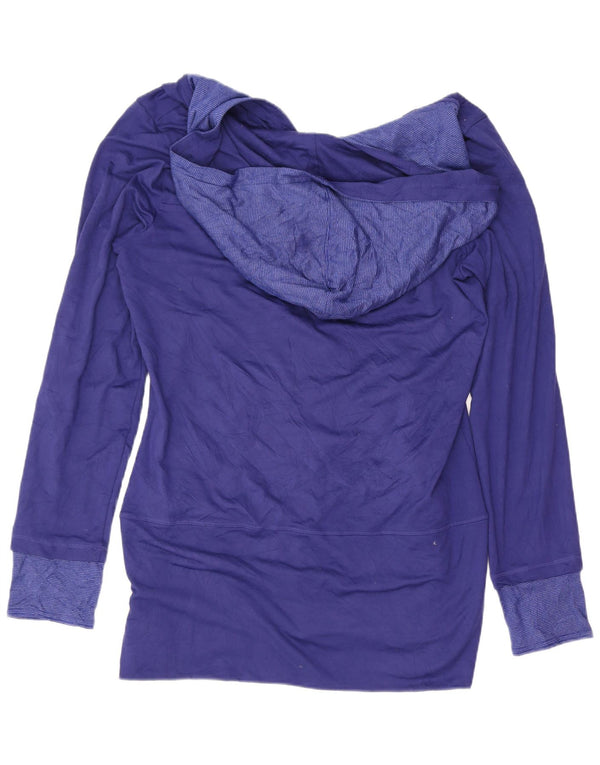 Suéter adidas feminino com capuz e zíper UK 12/14 médio azul colorblock esportivo