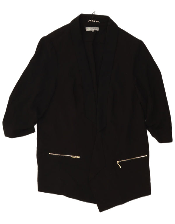 Jaqueta blazer feminina MARKS & SPENCER manga 3/4 aberta Reino Unido 20 2XL preta