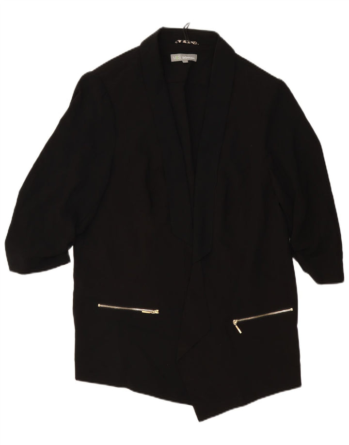 Jaqueta blazer feminina MARKS & SPENCER manga 3/4 aberta Reino Unido 20 2XL preta