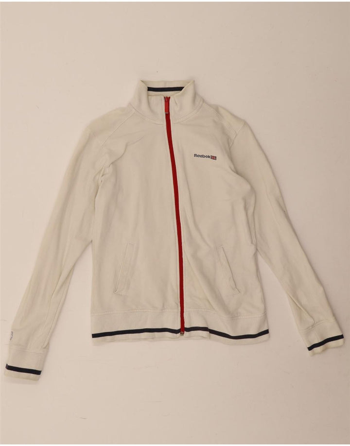 Reebok Womens Tracksuit Top Jacket UK 12 Médio Algodão Branco