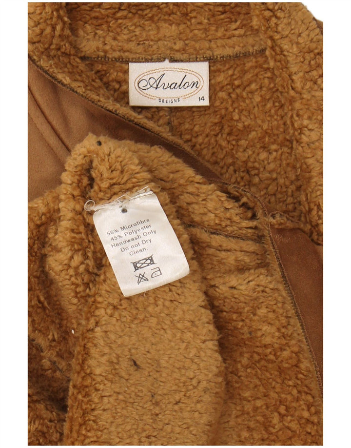 AVALON Womens Sherpa Gilet UK 14 microfibras marrons médios