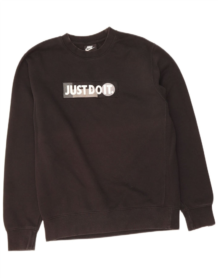 NIKE Mens Graphic Moletom Jumper Médio Algodão Preto