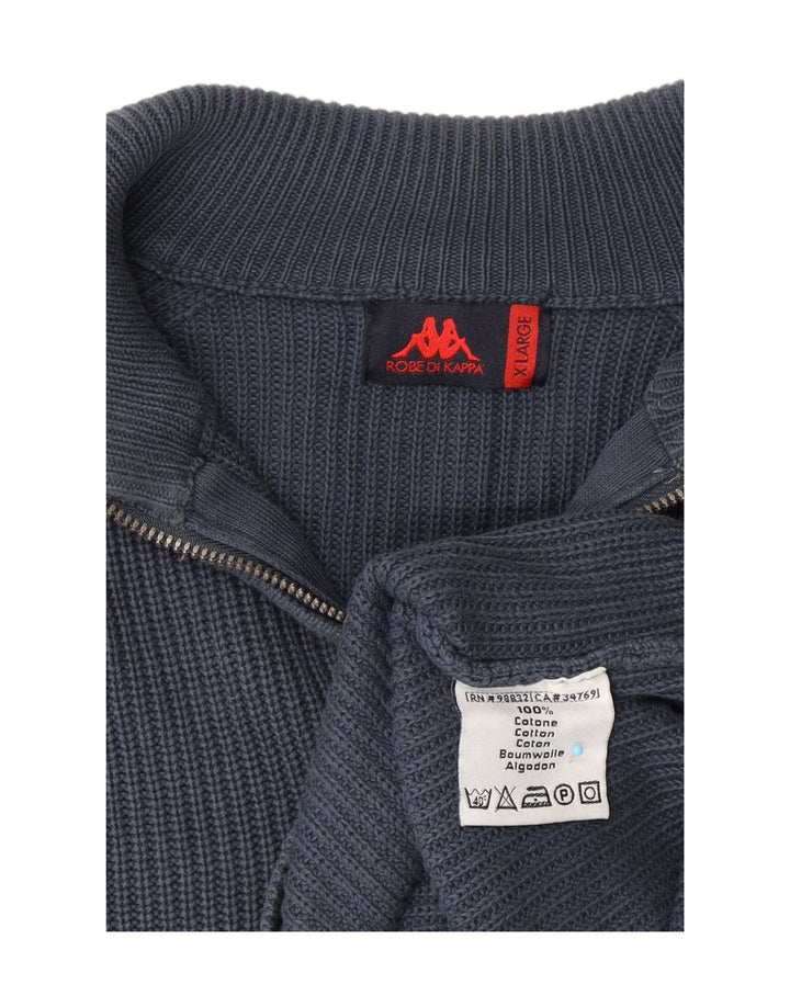 KAPPA Mens Zip Neck Jumper Sweater XL Navy Blue Cotton Vintage Kappa and Second-Hand Kappa from Messina Hembry 