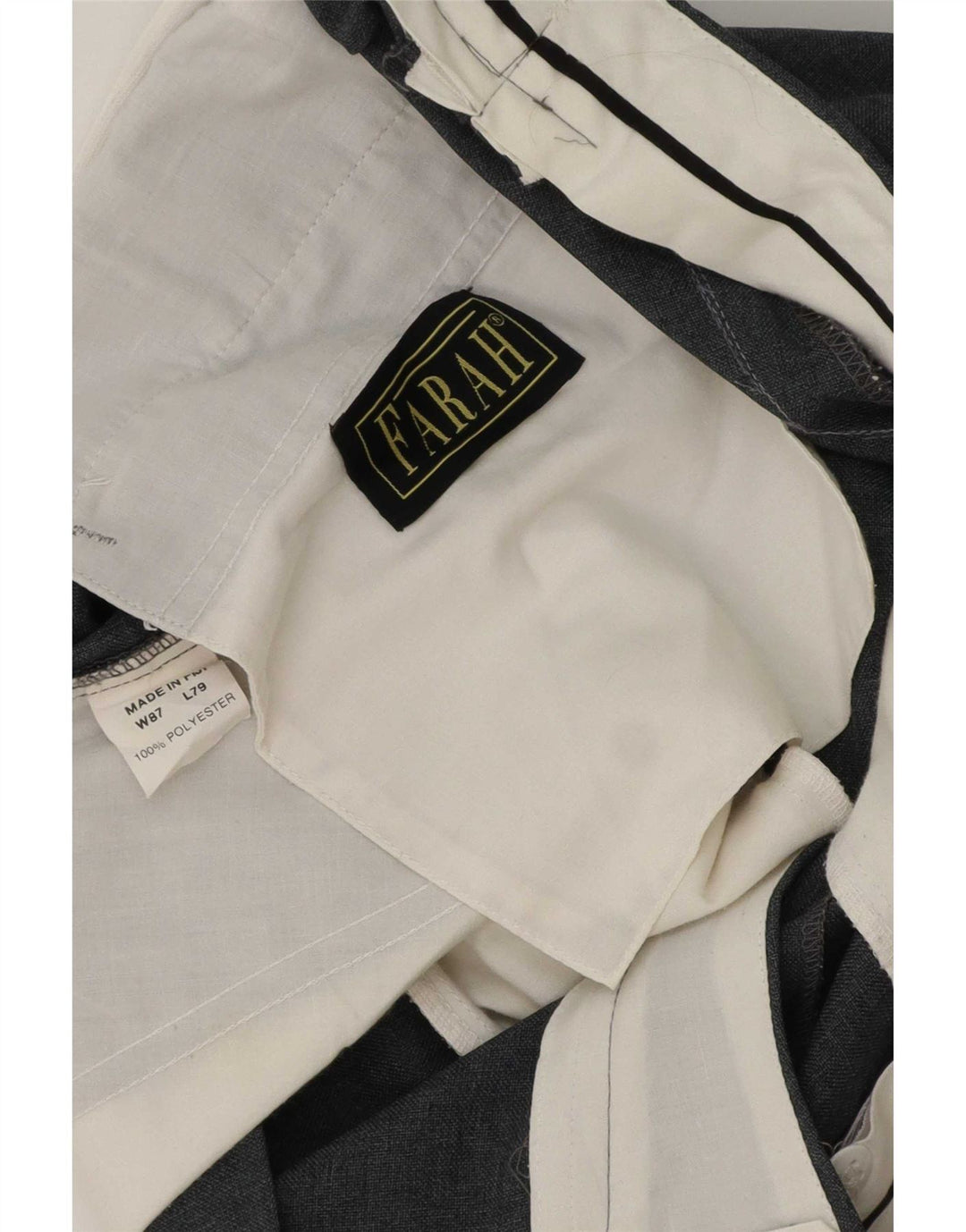 Calça masculina Farah com perna larga W32 L26 poliéster cinza