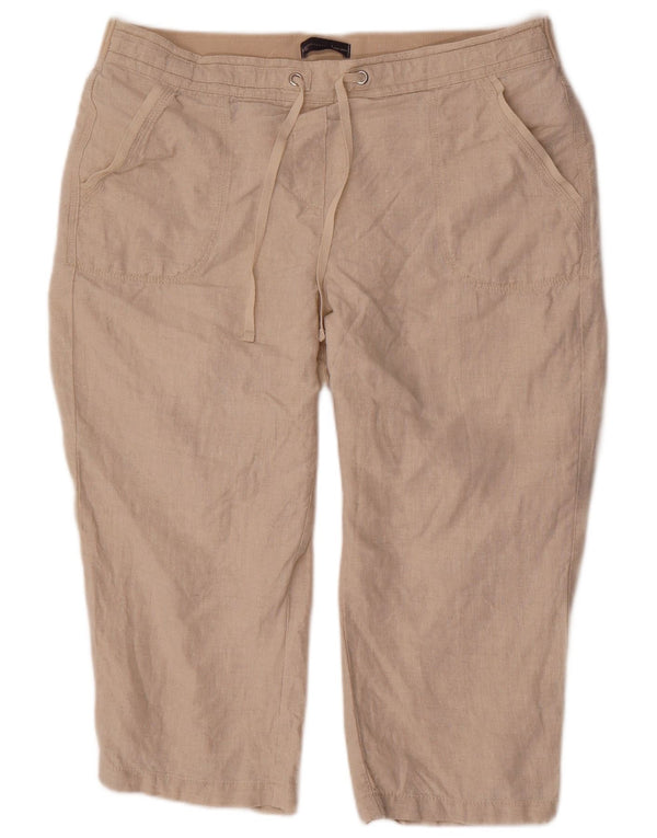 Calça capri feminina Marks & Spencer Reino Unido 18 XL W38 L22 linho bege