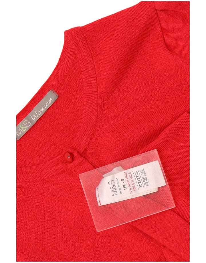 Suéter cardigã feminino Marks & Spencer Reino Unido 8 viscose vermelha pequena