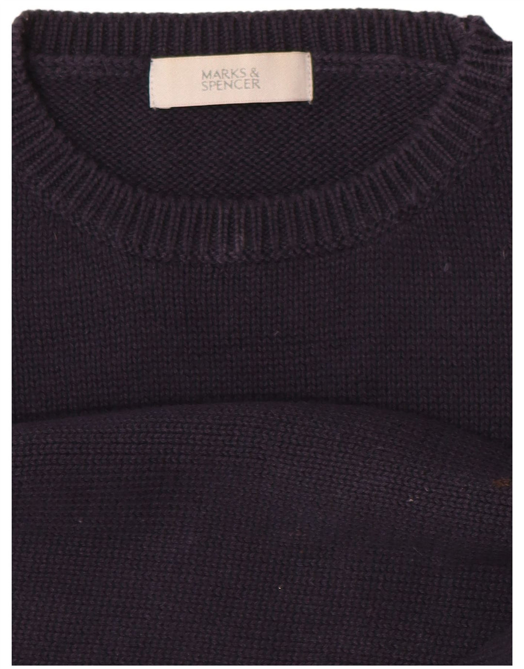 Suéter masculino Marks & Spencer com gola redonda, azul marinho médio