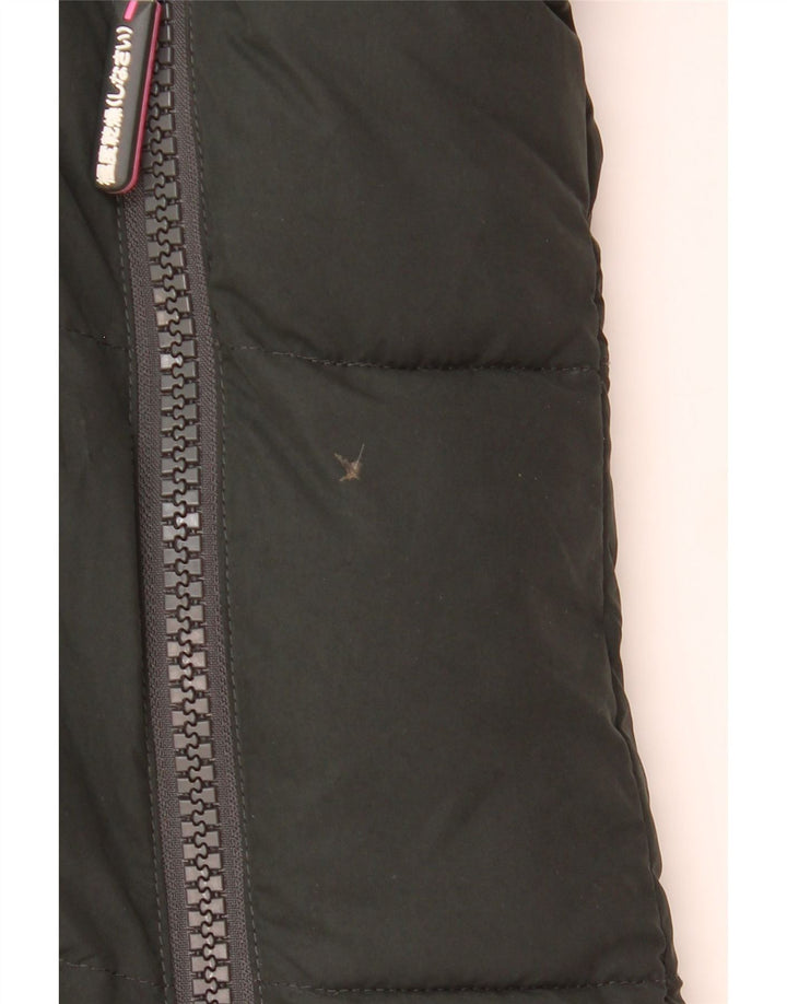 Jaqueta acolchoada com capuz gráfico feminino Superdry UK 16 grande poliéster verde
